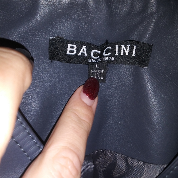 Baccini size large grey faux leather moto jacket - Picture 2 of 5